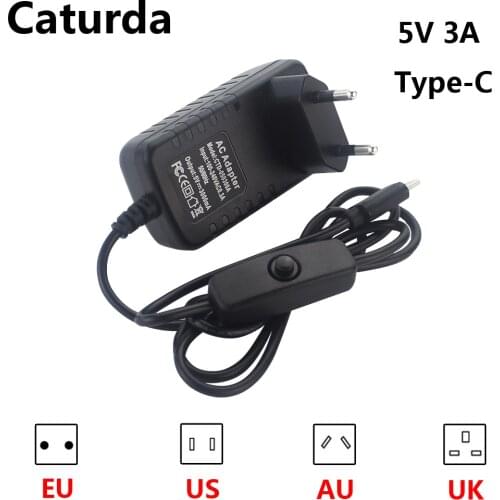 Raspberry Pi 4 Power Supply 5V 3A Type-C Adapter with ON/OFF Switch EU US AU UK Plug USB-C Charger for Raspberry Pi 4 Model B