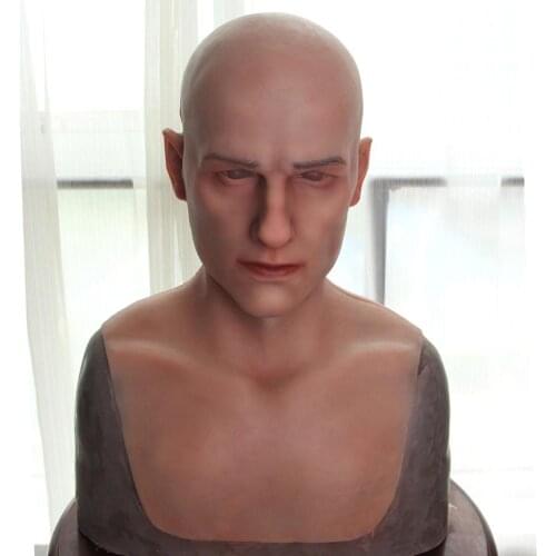 Realistic Silicone Headgear Cosplay Props Hand Made Full Head Young Man Movie Props Halloween Female To Male Masquerade