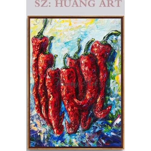 Hand-painted oil painting farm chili rural folk customs pastoral Gallery hallway decorative painting hanging painting unframed