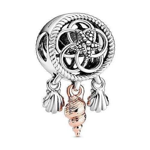 New Original 925 Sterling Silver Bead Seashell Dreamcatcher Dangle Charm Fit Pandora Bracelet Necklace DIY Women Jewelry
