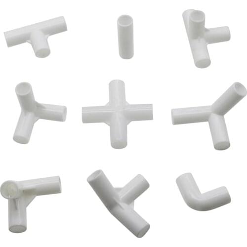 5 Pcs 12mm PVC Straight Elbow Cross Connector Joint 60 90 120 135 Degree Tee Connector PVC Pipe Fitting DIY Tent Fixed Fittings