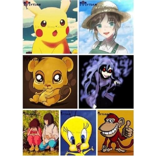 MYTIAN Needlework Diamond Painting Cartoon Cute Animals and Movie Portrait Cross Stitch Embroidery Full Round Rhinestone DIYgift