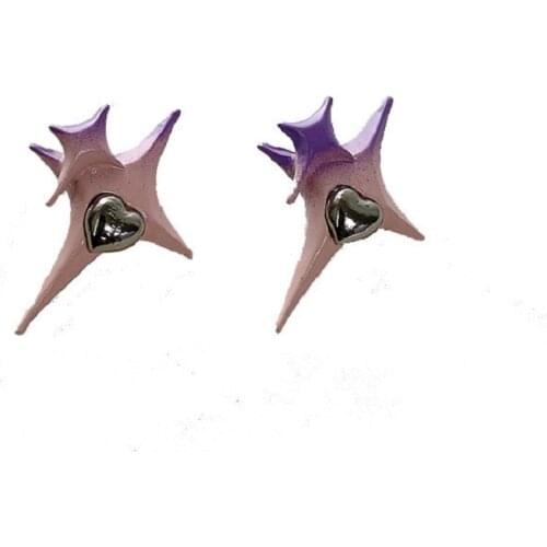 POTCET Womens Star Love Stud Earrings Geometric Fashion Retro Hip Hop Personality Party Jewelry