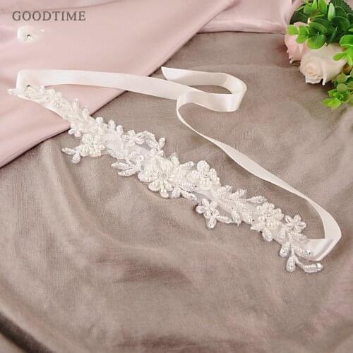 Fashion Women Wedding Dress Belt Lace Applique Flowers Pearls Crystal Bridal Sash Belt For Party Girl