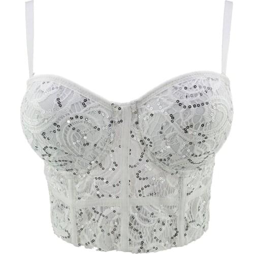 Women Crop Top To Wear Out Bra Summer Lace Mesh Sexy Push Up Bustier Camis Corset Tops Casual Patchwork Female Top Mujer DB971