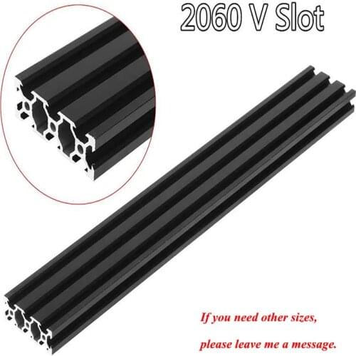 1PC BLACK 2060 V-Slot European Standard Anodized Aluminum Profile Extrusion 100MM-800MM Length Linear Rail for CNC 3D Printer