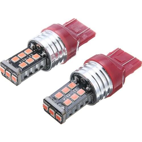 2PCS 7443 12V LED Red Strobe Flash Light Blinking Brake Tail Signal Light Universal Car Parking Lamp Bulbs