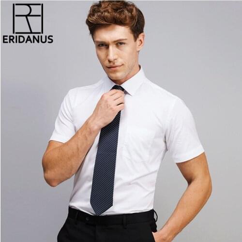 2017 Spring Summer New Arrival Simple Designer High Quality Solid Male Short Sleeve Slim Fit Formal Men Dress Shirts M475