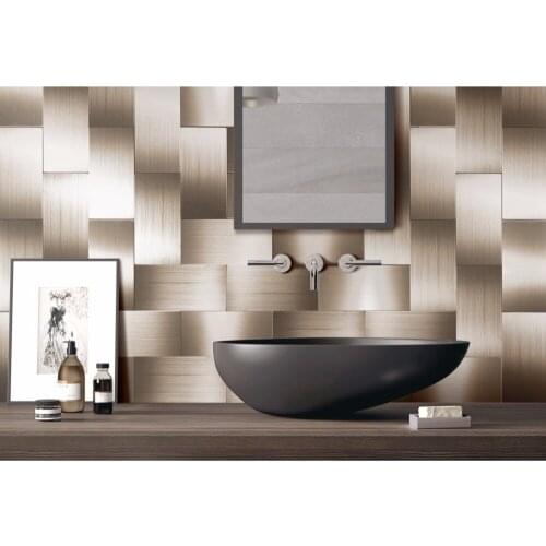 32 Pieces Peel and Stick Backsplash 3in x 6in Brushed Copper Long Grain Metal Tile for Kitchen and Bathroom
