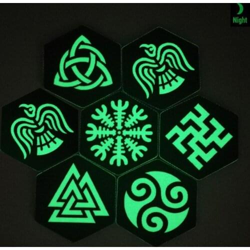 3D badge Nordic Viking / Snowflake / Bird / Triangle Tactical Light Stripe Hook Military Identification Armband Luminous Sticker