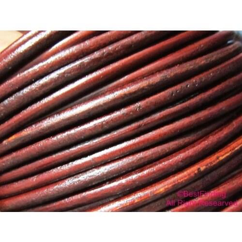 6mm leather Distressed 6mm Round leather cord Genuine cow leather