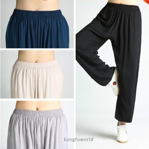 Soft Cotton Kung fu Tai chi Pants Martial arts Wing Chun Clothing Wushu Trousers Popular Professional Loose Fitting Gongfu Pants