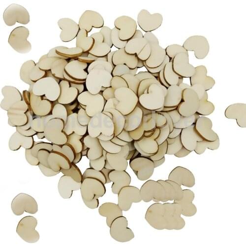 200 Pieces Wood Cutout Shapes Unfinished Heart Slices for Scrapbooking Craft 12x15mm