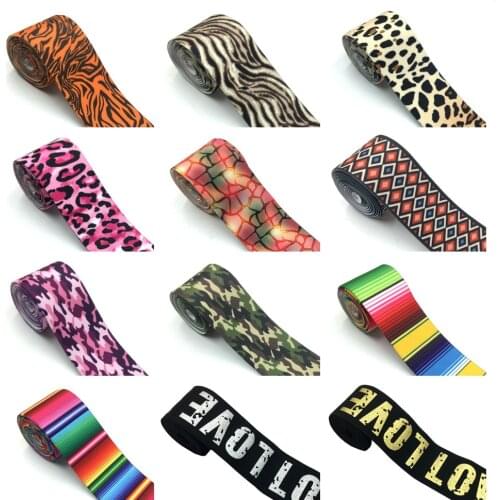 1M Leopard Printed Elastic Band Pants Waist Elastic Ribbon Webbings Bags Trousers Rubber Band 25-38mm DIY Sewing Accessories