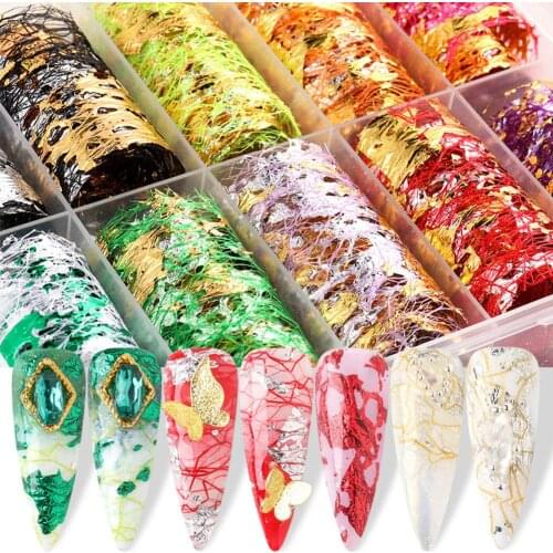 Adhesive Mulitcolor Paper Broken Net Nail Art Stickers Decals Manicure Decor