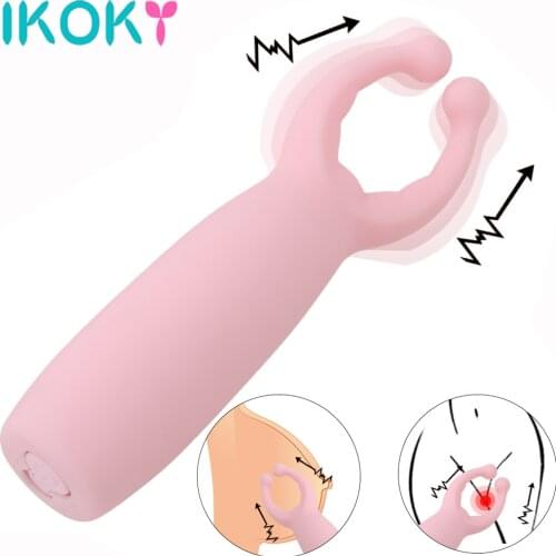Clitoris Stimulation Massager 10 Speeds Female Masturbation Sex Toys for Women Rabbit Vibrator Nipple Clamps Vibrator Silicone