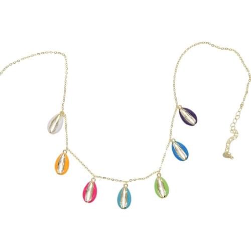 Summer fashion jewelry sea shell pendant necklace Gold color candy sweet colorful enamel Neon colors drop colorful shell jewelry