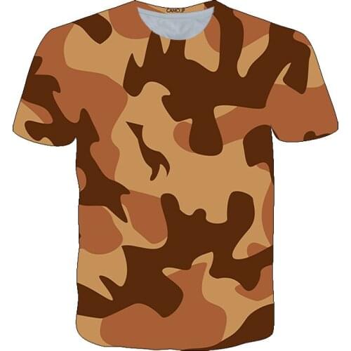 Summer Mens Creative Camouflage T-shirt 3D Digital Printing Men Large Size T-Shirt Skin-Friendly Breathable Quick-Drying Tops