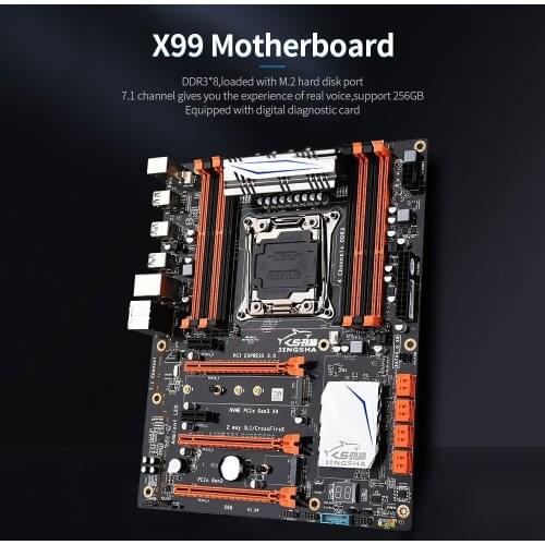 JINGSHA X99-8D3 Four-channel DDR3*8 Loaded M.2 Gaming Motherboard for LGA2011 V3 2629/2649/2669/2678/2696/2676/2673 ATX 256GB