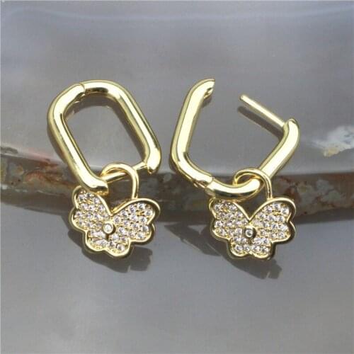 10pair/lot Fashion colorful plated cz earring,butterfly shape plated component,new women love earrings wholesale