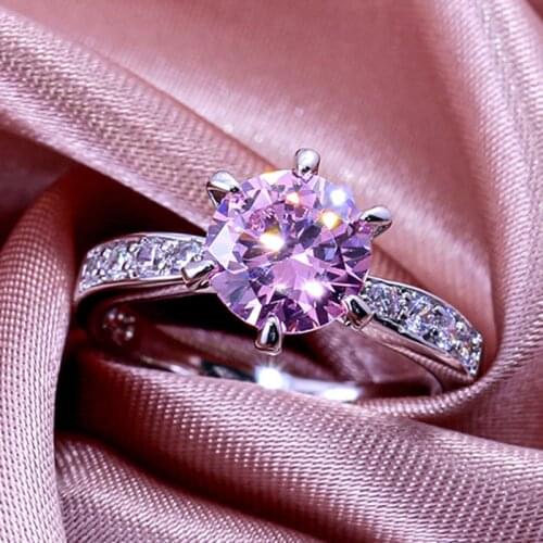 Trendy Copper Silver Color Crystal Wedding Rings For Women Classical Blue Cubic Zirconia Engagement Ring Jewelry Gifts Wholesale