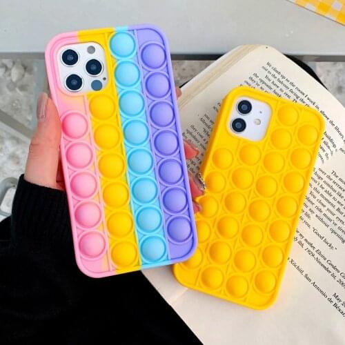 Squishy Rainbow beans Pop Fidget Toy case for iphone 12 11 Pro Max X XS XR SE 2020 7 8 Plus Antistress Sensory Game Cover