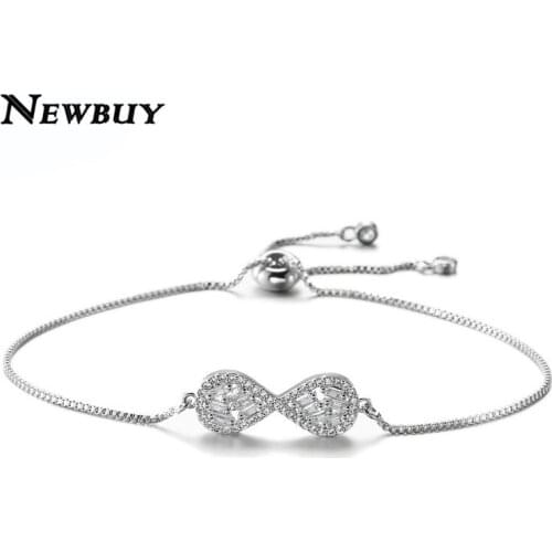 NEWBUY 2020 Trendy Infinity Charm Bracelets For Women Girl Luxury Crystal Zirconia Adjustable Bracelets Party Jewelry