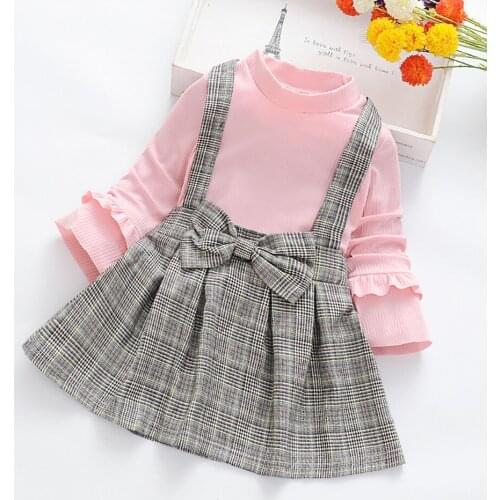 2021 New Girls Dress Spring Autumn Suits Clothes Outdoor Infant Fashion Overalls Dress Costume Childrens Set