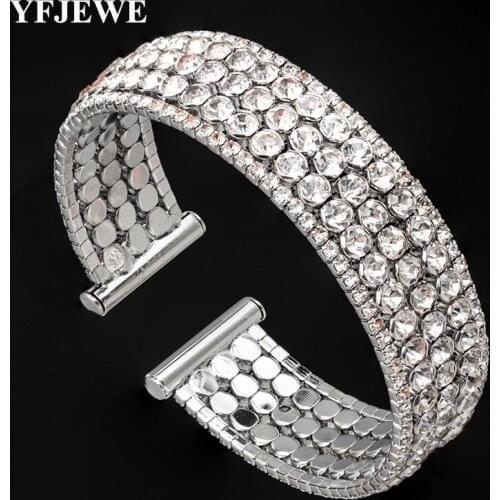 YFJEWE New Elegant Women 3 Row Bangle Wristband Crystal Bracelet Cuff Bling Lady Gift Bracelets & Bangles Christmas jewelry B233