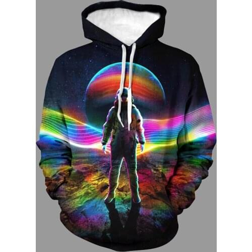 Men Hoodies Autumn Sweatshirts Scientific Expedition Astronaut printed Hoodie Tops Coat Male Fashion Loose Oversized Pullover