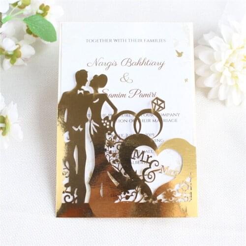 Mr & Mrs cards invitations wedding marriage save the day gift cards offer personalized printing 50pcs/lot
