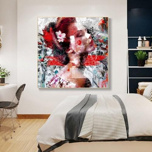 Japanese Style Bring Flowers Sexy Woman Posters Girl Bedroom Wall Art Prints Fashion Canvas Painting Living Room Corridor Decor