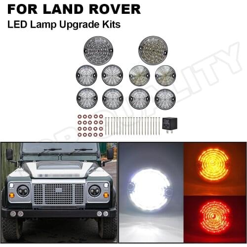 1Set Complete LED Defender Upgrade Kit For Land Rover Defender 1990-2016 90/110 Position Side Marker Light Tail Reverse Fog Lamp