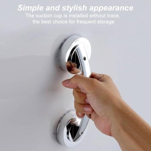 Anti-slip Handrail No Drilling Shower Handle Offers Safe Grip with Suction Cup for Safety Grab in Bathroom Bathtub Glass Door