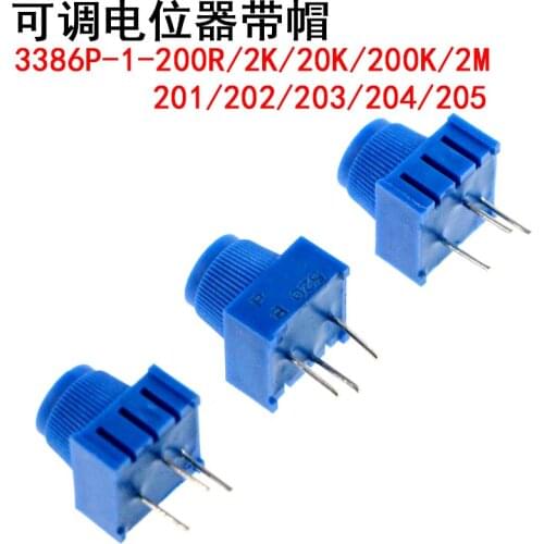 New 3386P-1 3386P-1-2K 3386P-1-20K 3386P-1-200K 3386P-1-2M 201/202/203/204/205 Adjustable potentiometer