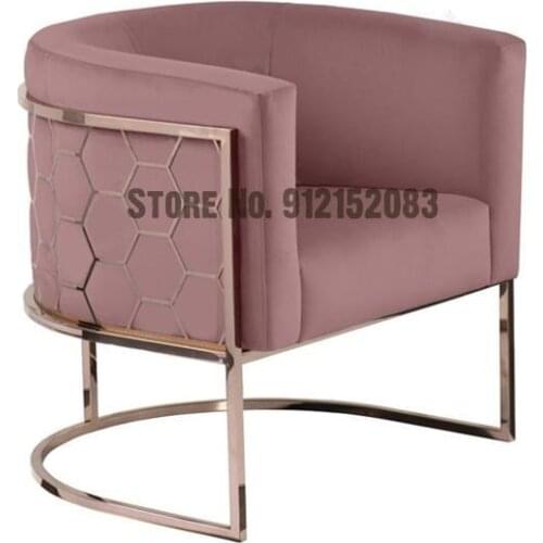 Nordic light luxury stainless steel single sofa chair modern minimalist living room flannel nail salon reception negotiation mak
