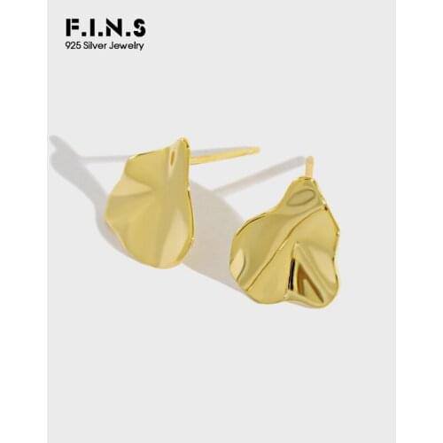 F.I.N.S 925 Sterling Silver Earrings Woman Irregular Uneven Stud Earrings 925 Silver Female Korean Fashion Earring Simple Design