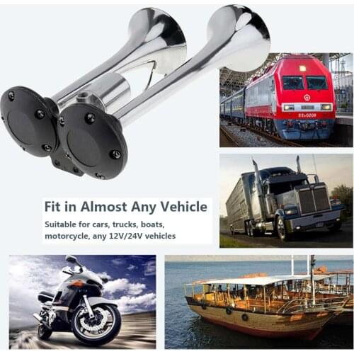 1000DB Car Air Horn Super Loud Tweeter Electric Horn Double Tubes Air Horn Universal For Automobile Car Train Truck Motorcycle