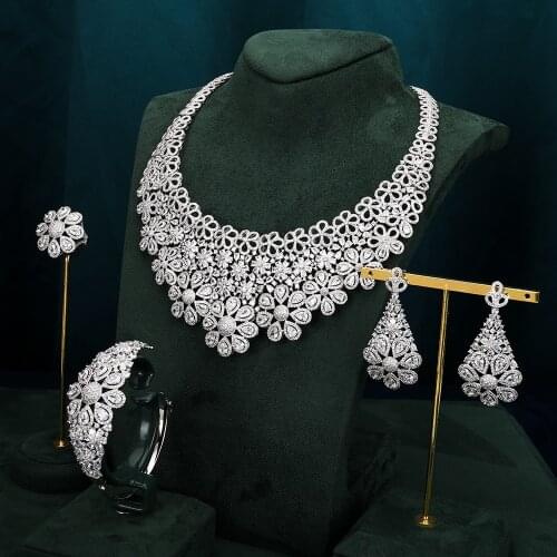 TIRIM Luxury Elegant Bridal Necklace Set for Women Cubic Zirconia Wedding Jewelry Sets African Brides Accessories Jewelri