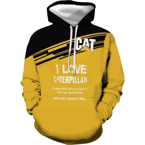 2021Winter Fall Hooded Sweatshirt Husband Tracksuit CATERPILLAR Excavator 3D Print Graphic Mens Hoodies Women Men Clothes