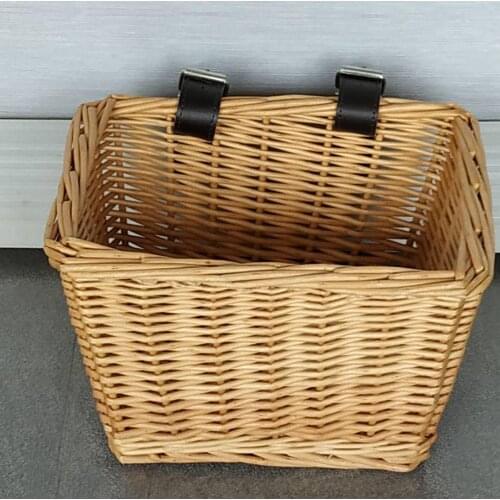 Bicycle Basket Hand Made Rattan Square Child Bicycle Basket Front Handle Mount For Student Cycling Supplies Storage Bag Dropship