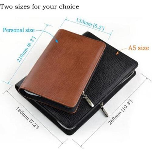 Yiwi Logo Customized Notebook A5 & A6 Business Binder Zipper Bag PU Leather Organizer Planner With Calculator or Memo Pads
