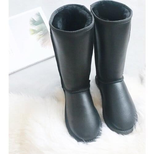 Fashion Women Long Boots 100% Natural Fur Winter Boots Non-slip Rubber Soles Snow Boots Genuine Sheepskin Leather Warm Shoes