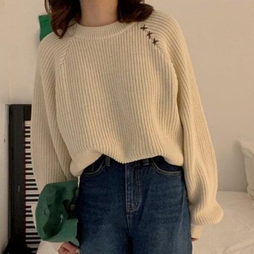 2021 New Arrivals O Neck Long Sleeve Loose Sweater Autumn Warm Elastic Knitted Pullover Fashion Tide All Match Women Tops