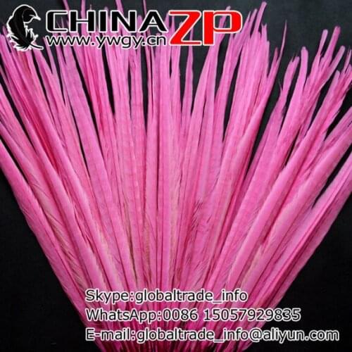 Gold Manufacturer CHINAZP Factory 100pcs/lot 20-22inch(50-55cm) Length Dyed Pink Ringneck Pheasant Tail Feather