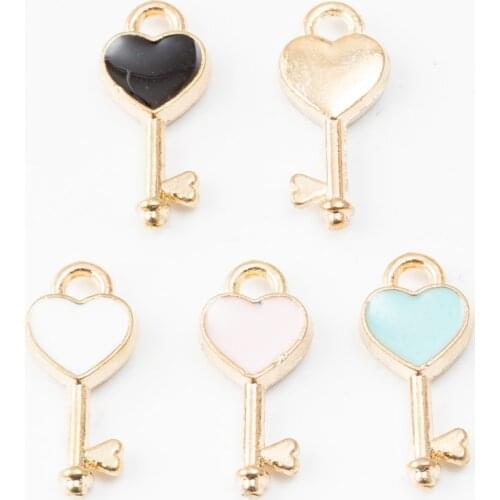 10pcs Enamel key Charm Pendant For Women Necklace Pendant Making Alloy Beads Fit Bracelet DIY Jewelry Accessory js2181