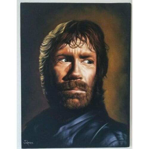 100% Handmade ORIGINAL Chuck Norris jiu jitsu Judo fight karate Bruce Lee Black Velvet Painting