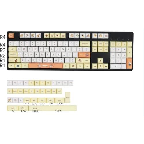 139 keyS PBT thermal sublimation mechanical keyboard keycap personality ball cap XDA height Akita puppy