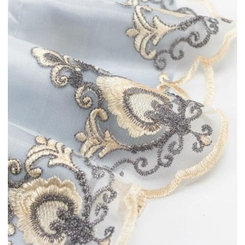 17cm Wide Peach Heart Cotton Gauze Embroidery Tulle Lace Clothing Curtain Decoration Side Mesh Sofa Cover Sequin DIY Accessories