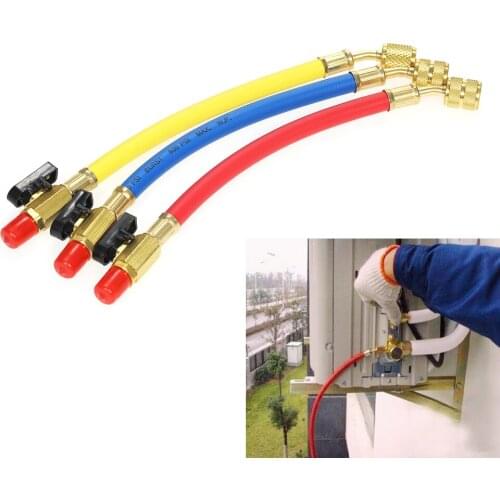 3pc 800 PSI Manifold Gauge Set A/C Refrigeration Charging Hose High Pressure HVAC Refrigerant Charging Hoses Set with Ball Valve